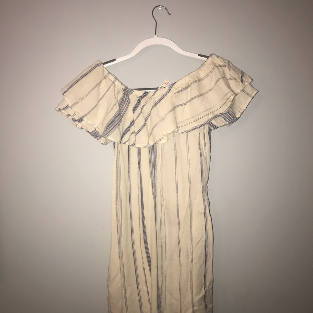 Cream and blue dress